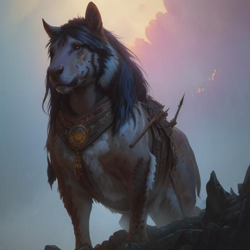 Native American, hunting, spirit background, Gouache Style, ...