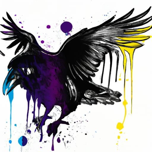SDXL Ink splash Raven with color