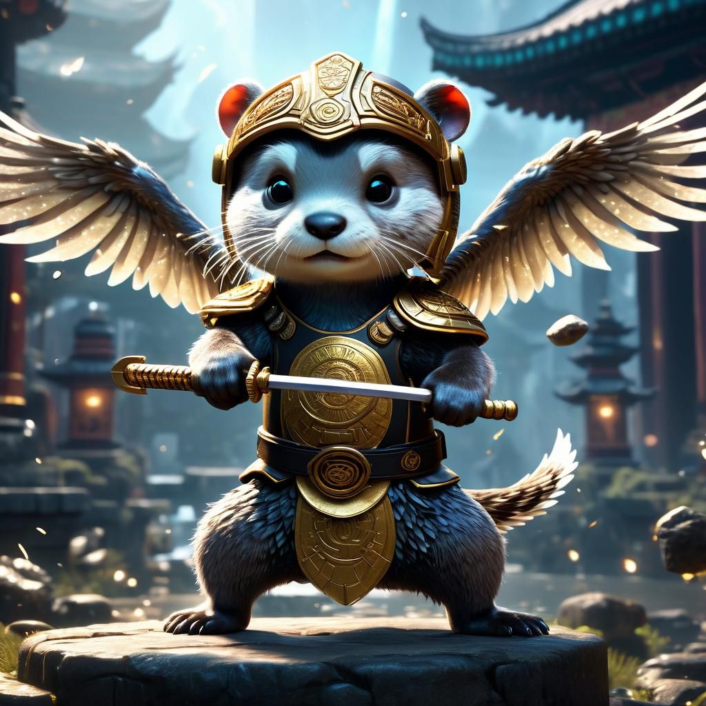 Video Game Kung Fu Otter Goddess  by @Nettis