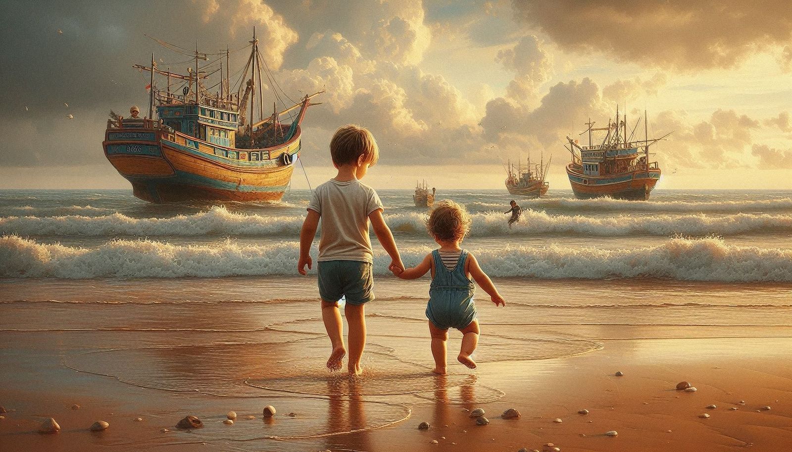 First steps on a beach