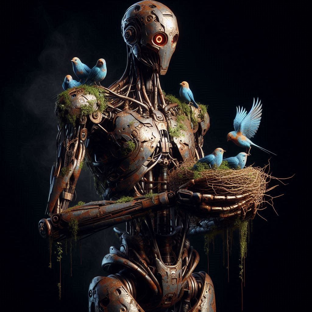 Just friends 🤖🐦  by @Marilu Valdez