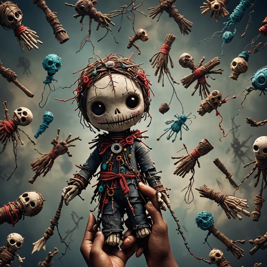 Voodoo Doll in Hand: Detailed Fantasy Concept Art