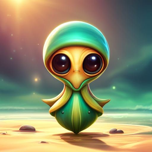 Big eyed squid alien cute