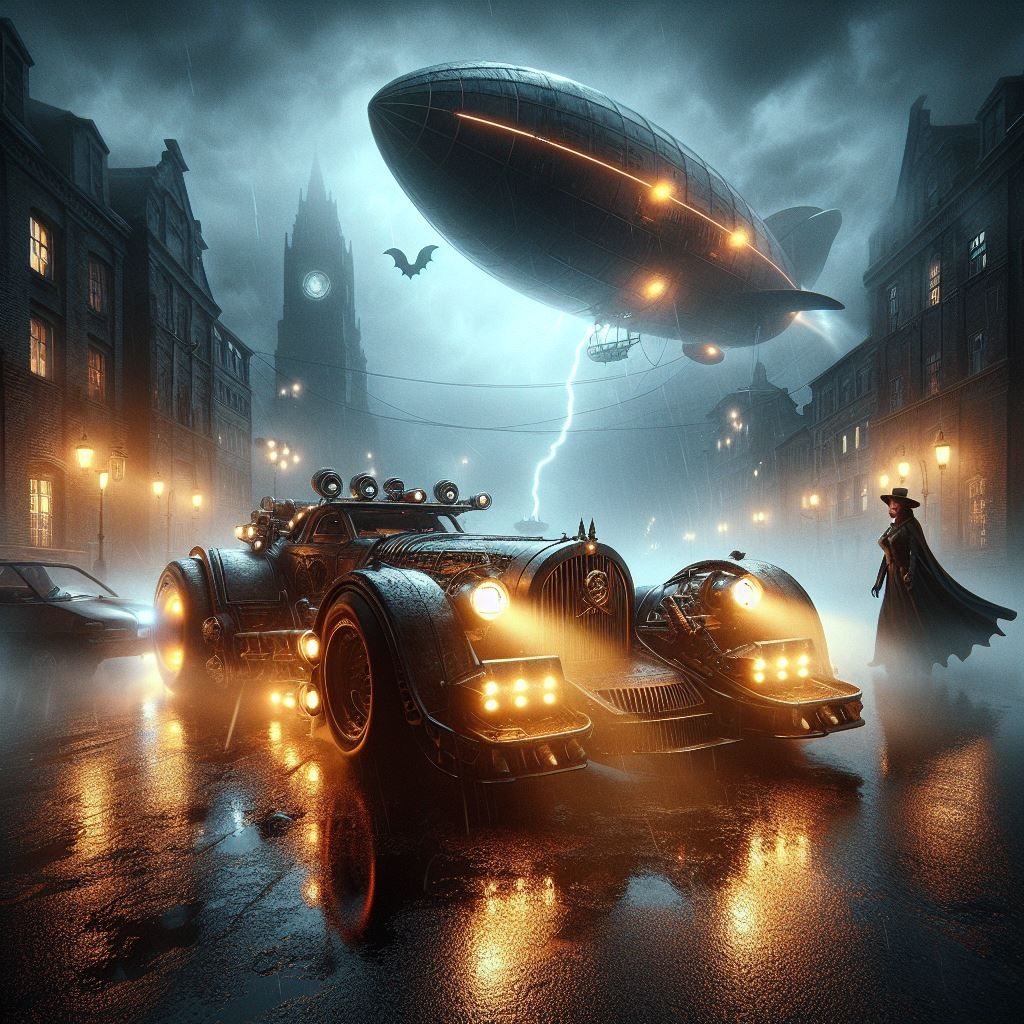 Batmobile and Catwoman