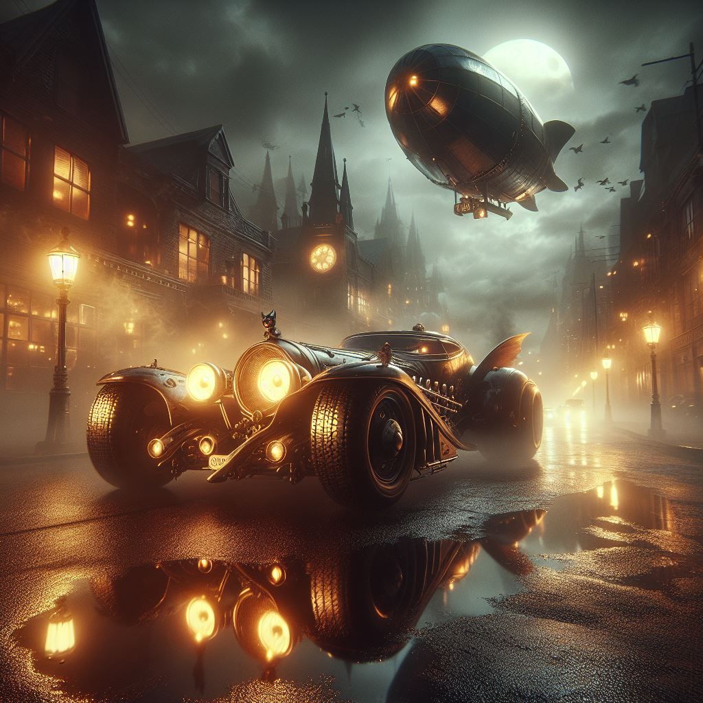 Batmobile and Catwoman