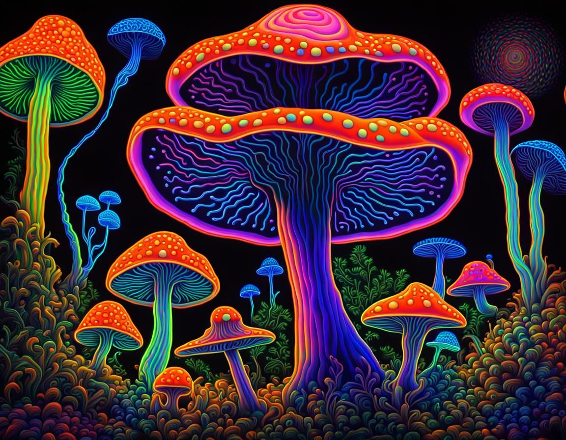 UV Mushrooms - AI Generated Artwork - NightCafe Creator