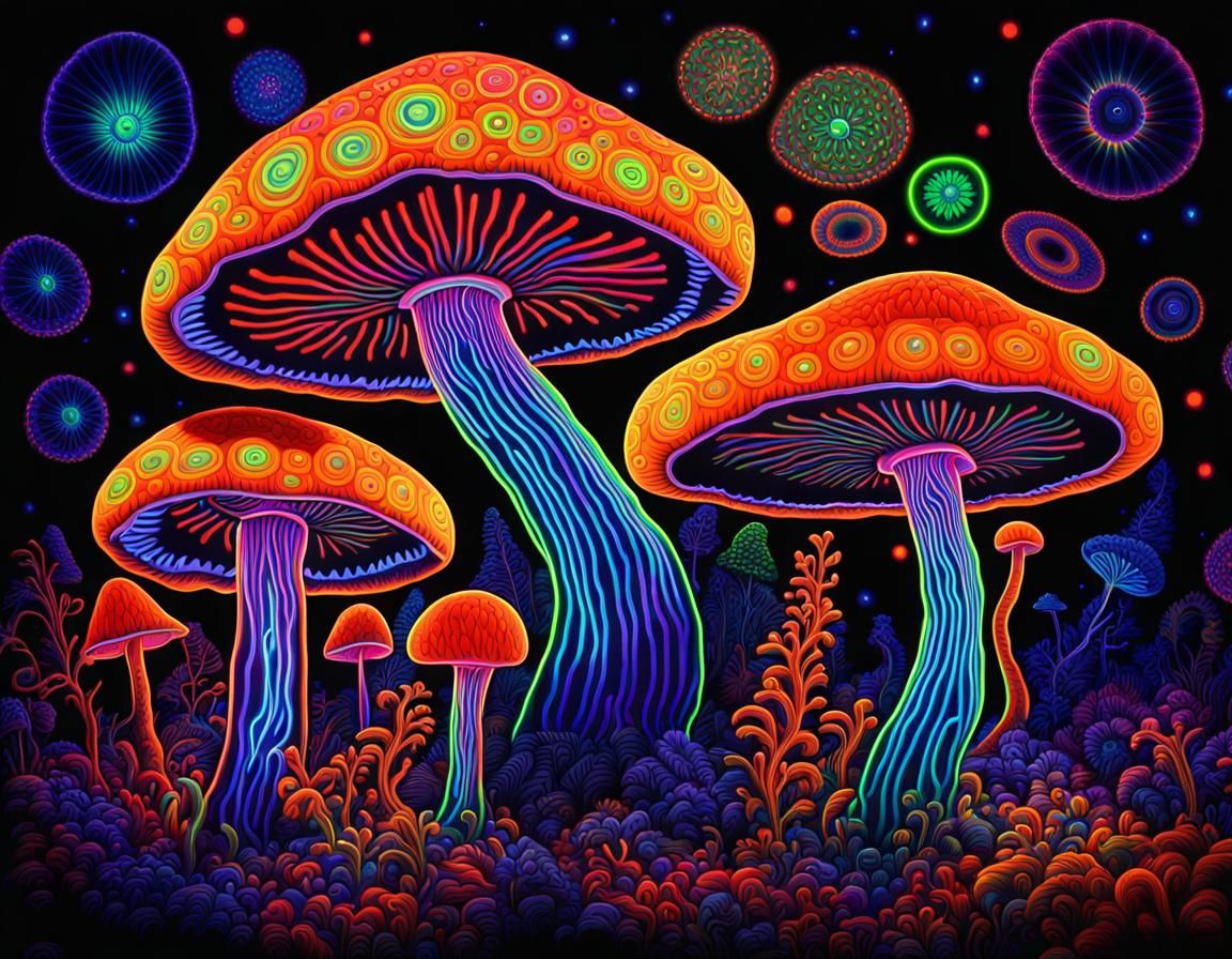 UV Mushrooms - AI Generated Artwork - NightCafe Creator