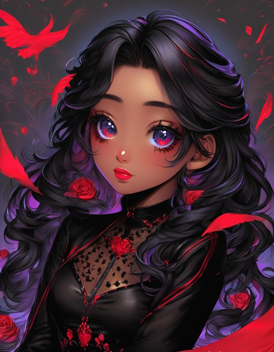 Cute Teenage Girl with Roses Illustration