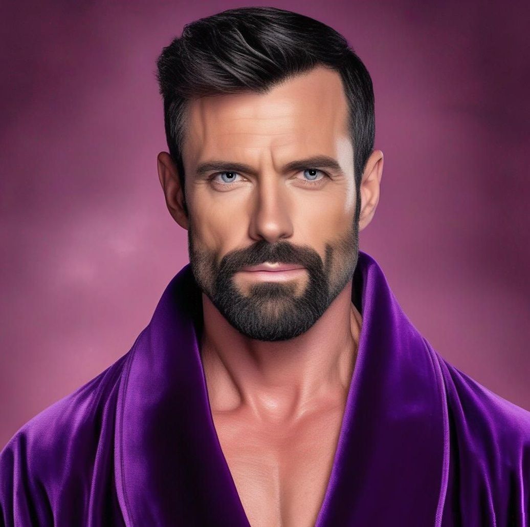 Man in purple bathrobe