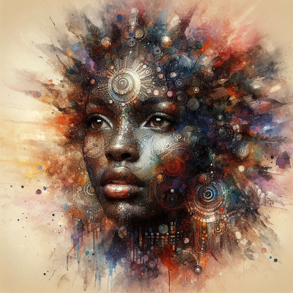 double exposure beautiful fantasy DALL-E 3 portrait landscap...