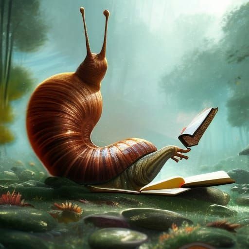 Portrait of a snail reading a book - AI Generated Artwork - NightCafe ...