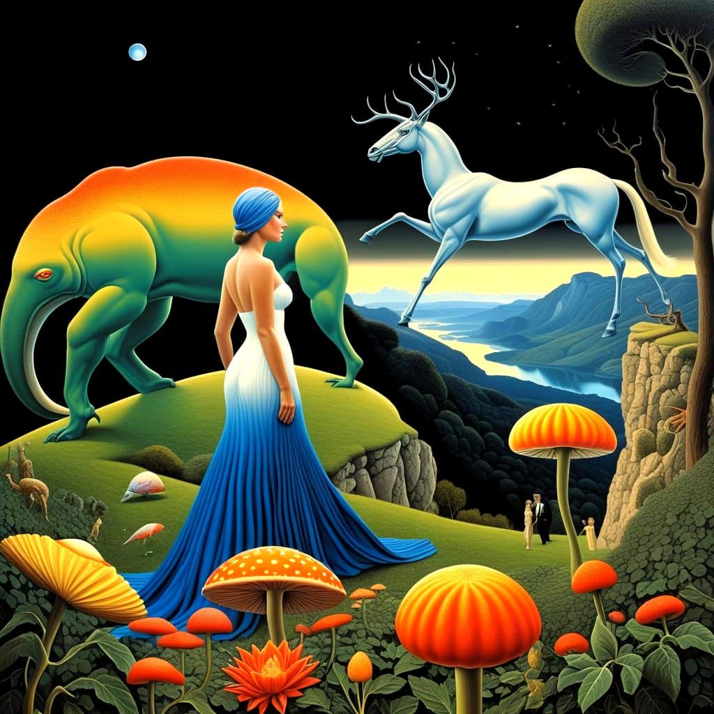 Breathtaking Surrealist Lady Encounters Enchanting Mythical....