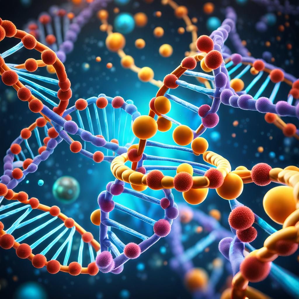 DNA HELIX AND LIPID NANOPARTICLES 
Nano bots attached > detailed matte painting, deep color, fantastical, intricate detail, splash screen, c...