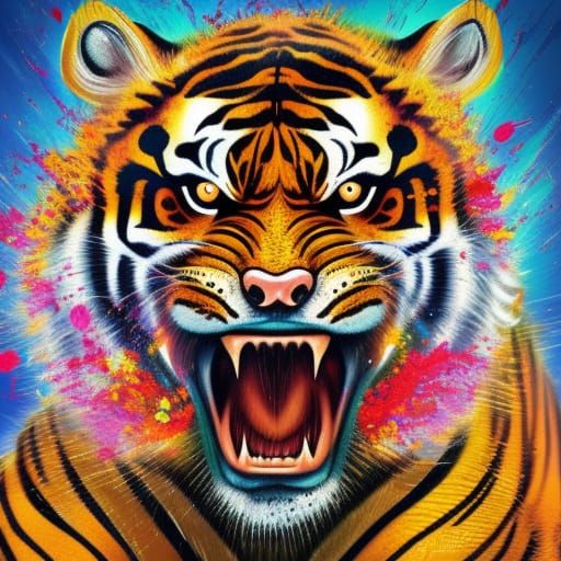 Roaring Tiger - AI Generated Artwork - NightCafe Creator