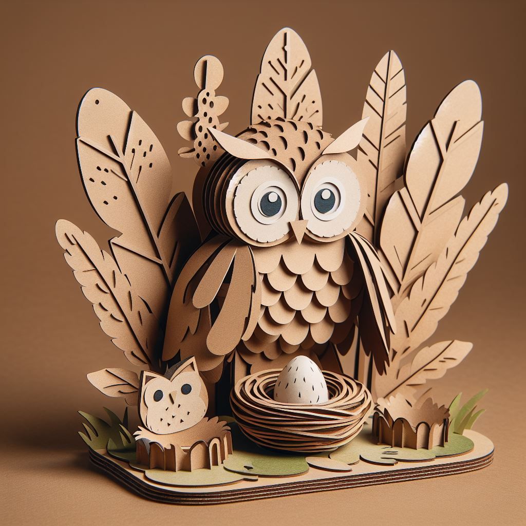 Owl to assemble, cardboard model