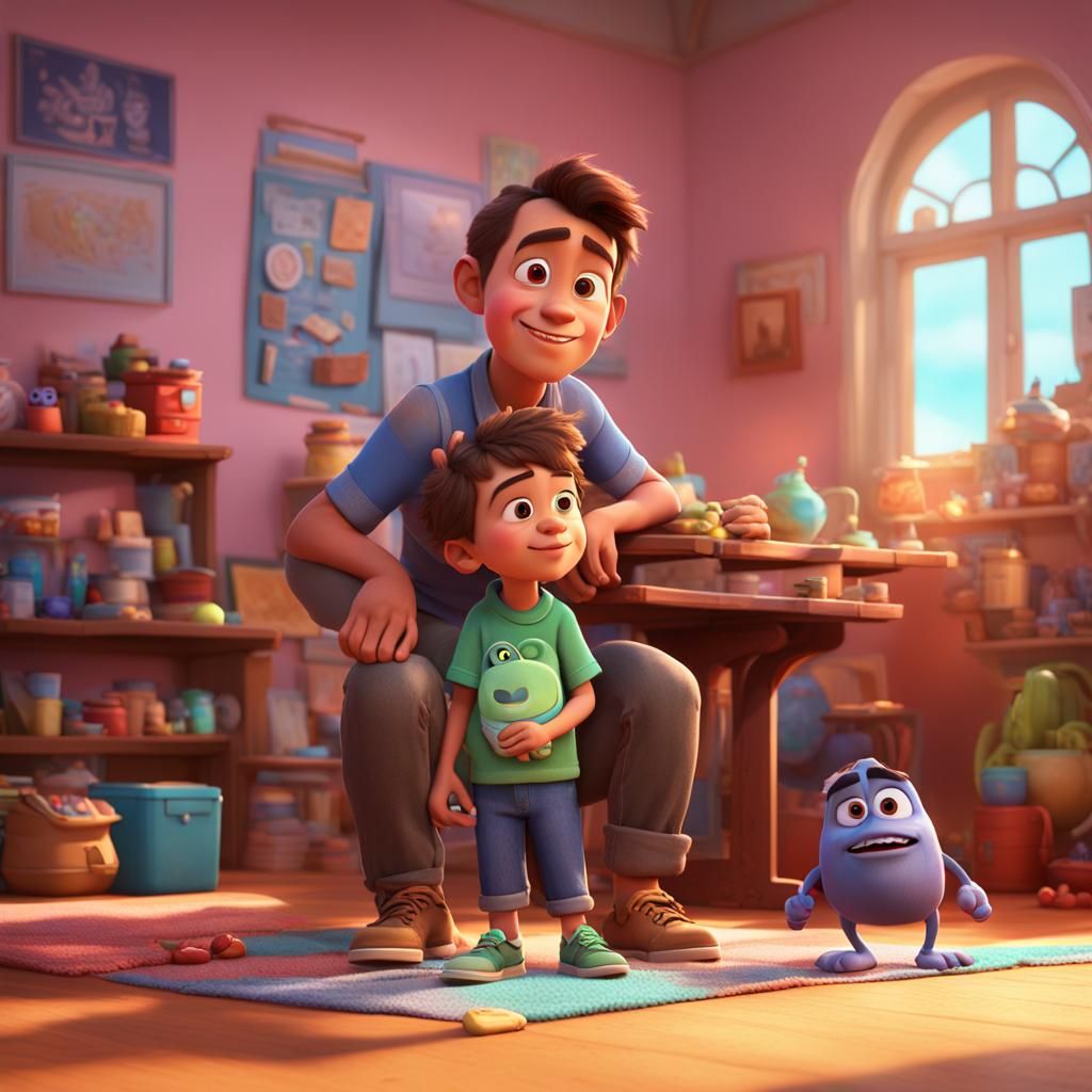 Dad hijo Pixar, Disney, concept art, 3d digital art, Maya 3D...