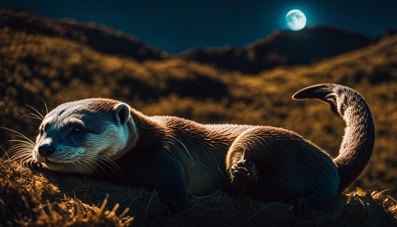 otter lying on the crescent moon - AI Generated Artwork - NightCafe Creator