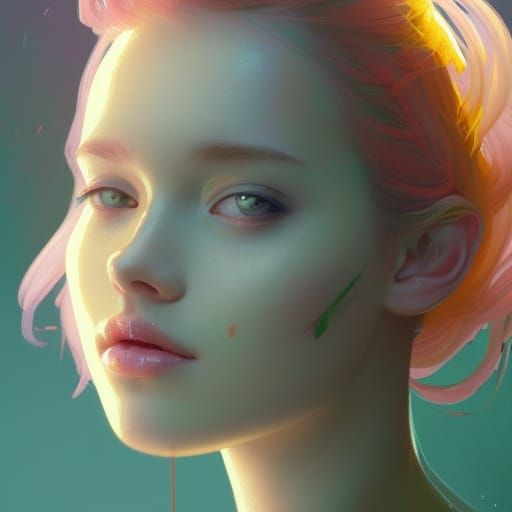 Pastel Portrait of Girl in Hyperdetailed Style