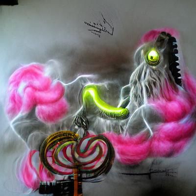 Lightning Tentacle Monster Eating Bubblegum Candyfloss