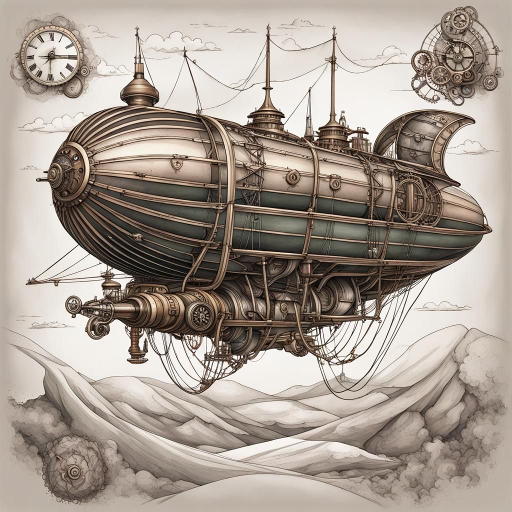 Steampunk Airship - AI Generated Artwork - NightCafe Creator