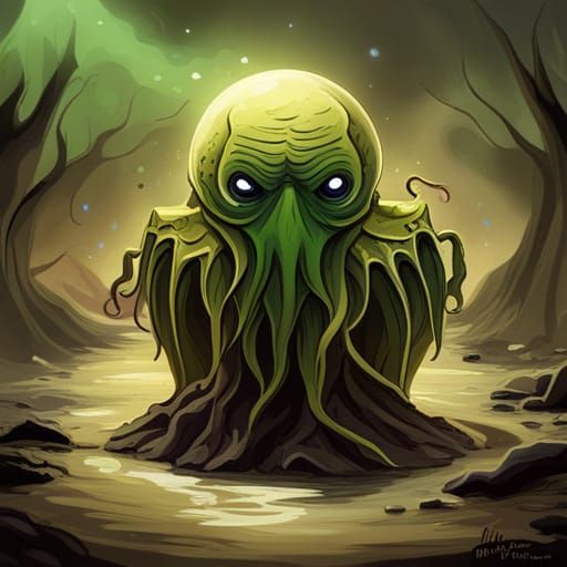 A GYPSY CTHULHU LOOKING INTO CRYSTAL BALL SPLASH ART detailed art - AI ...