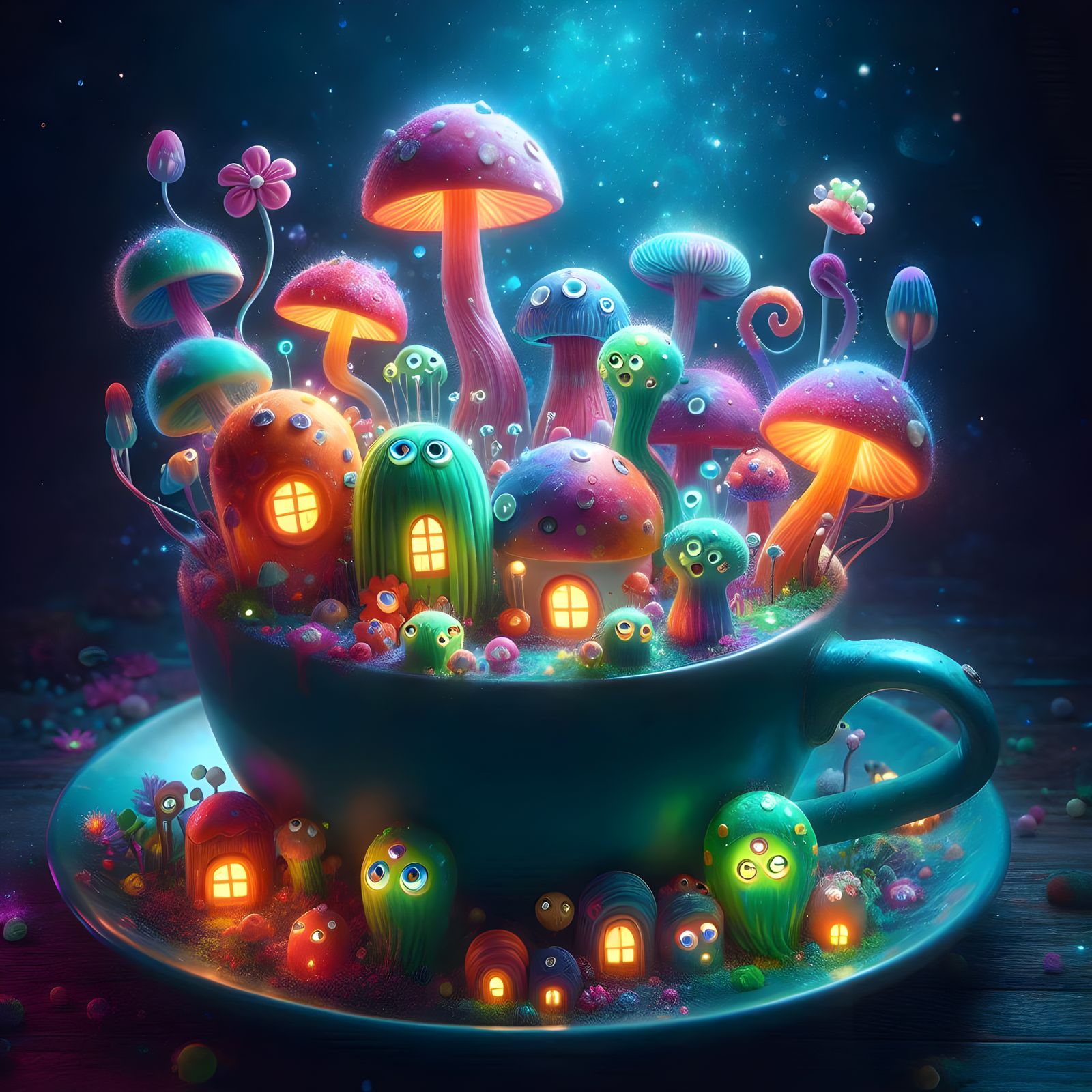 otherworldly Alien world inside a teacup