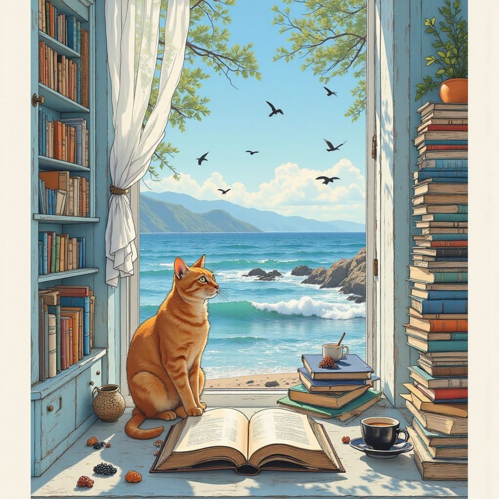 Cozy Intellectual Curiosity: Books, Cats, and Ocean Views