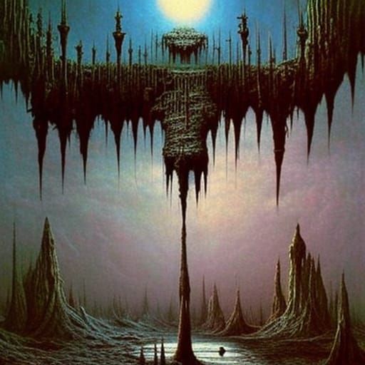 Beksiński style surrealism gothic horror intricately made in...