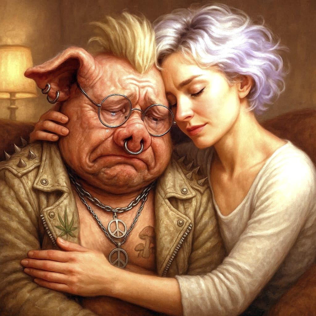 Sad Pigman comforted III