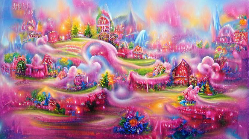 fairys vibrant colors Candyland wonderland gouache swirls de...