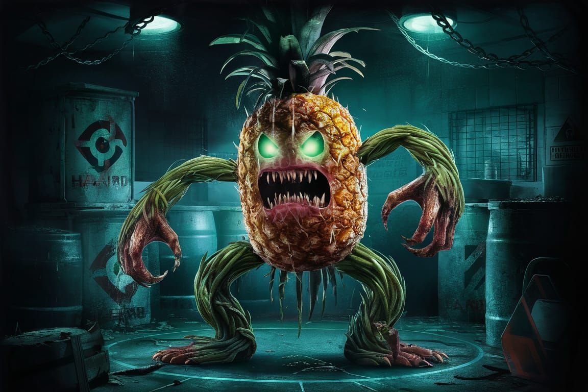 Weird pineapple creature, mutant, biohazard toxic - AI Art