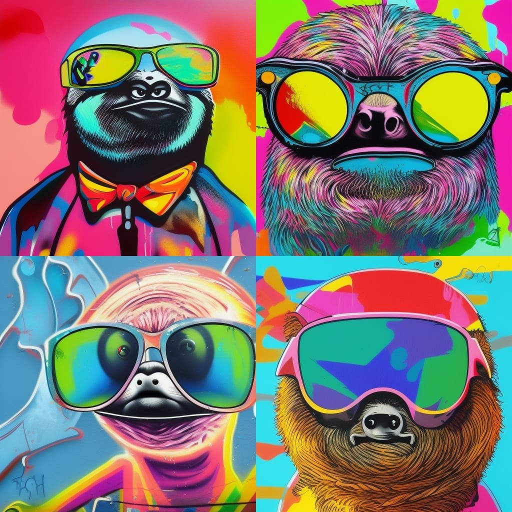 Sloth wearing sunglasses, cute