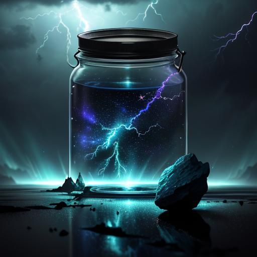 Magical Capsule with Lightning in Orsoni Glass Style