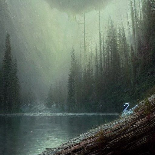 Ghost animal that lives in a lake sinister by Greg Rutkowski...