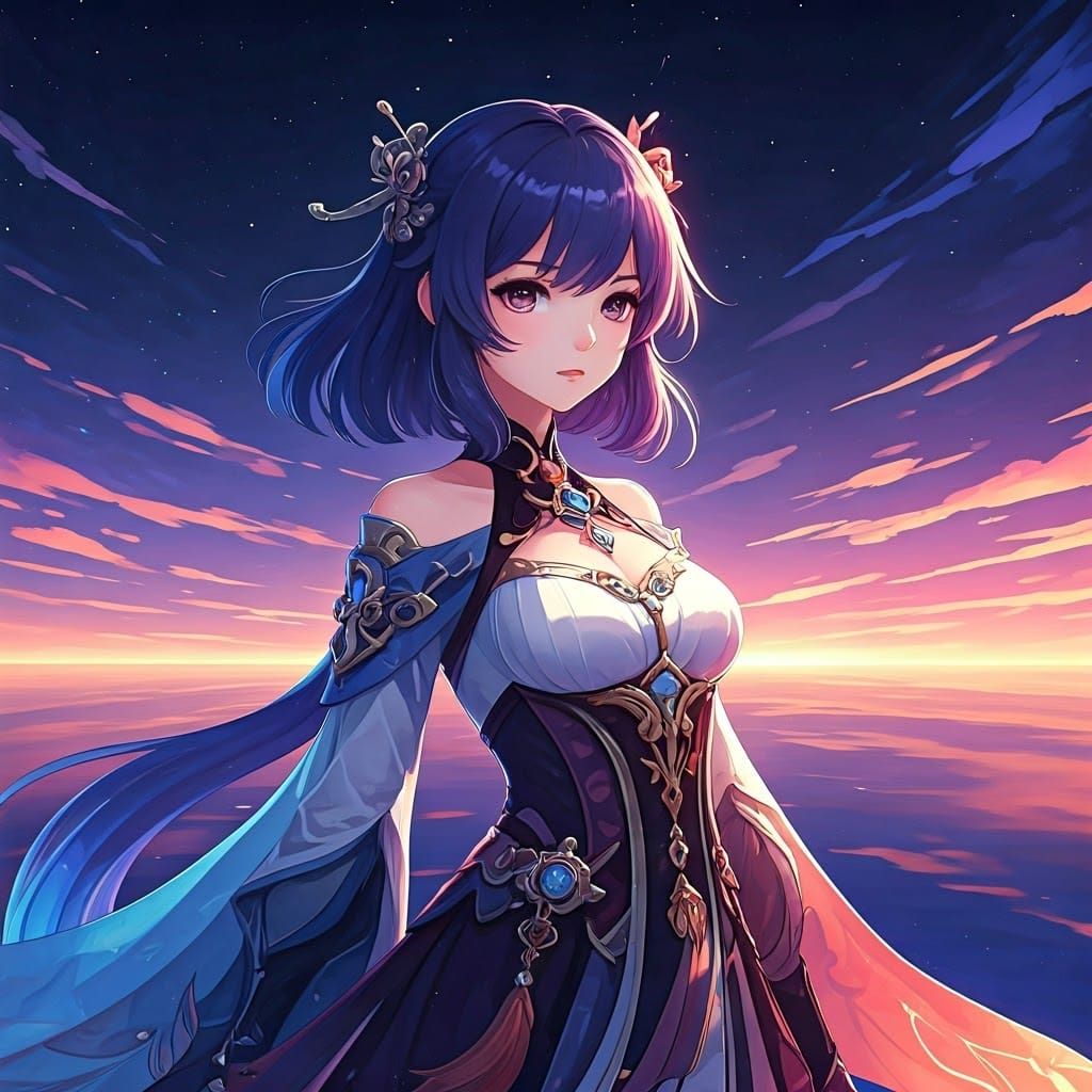 Surreal Anime Goddess Illuminated by Ethereal Glow