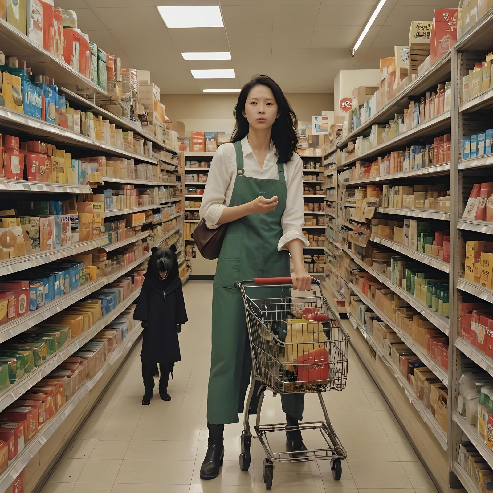 Helping a customer find the honey aisle. AI Generated Artwork