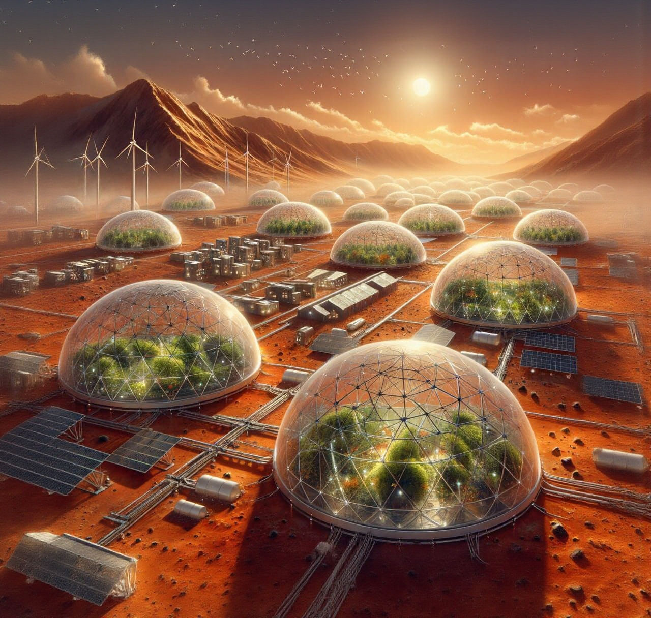 A futuristic Martian colony