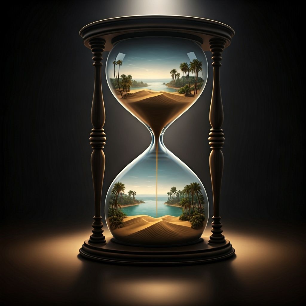 Hyper-Realistic Hourglass: Desert to Oasis