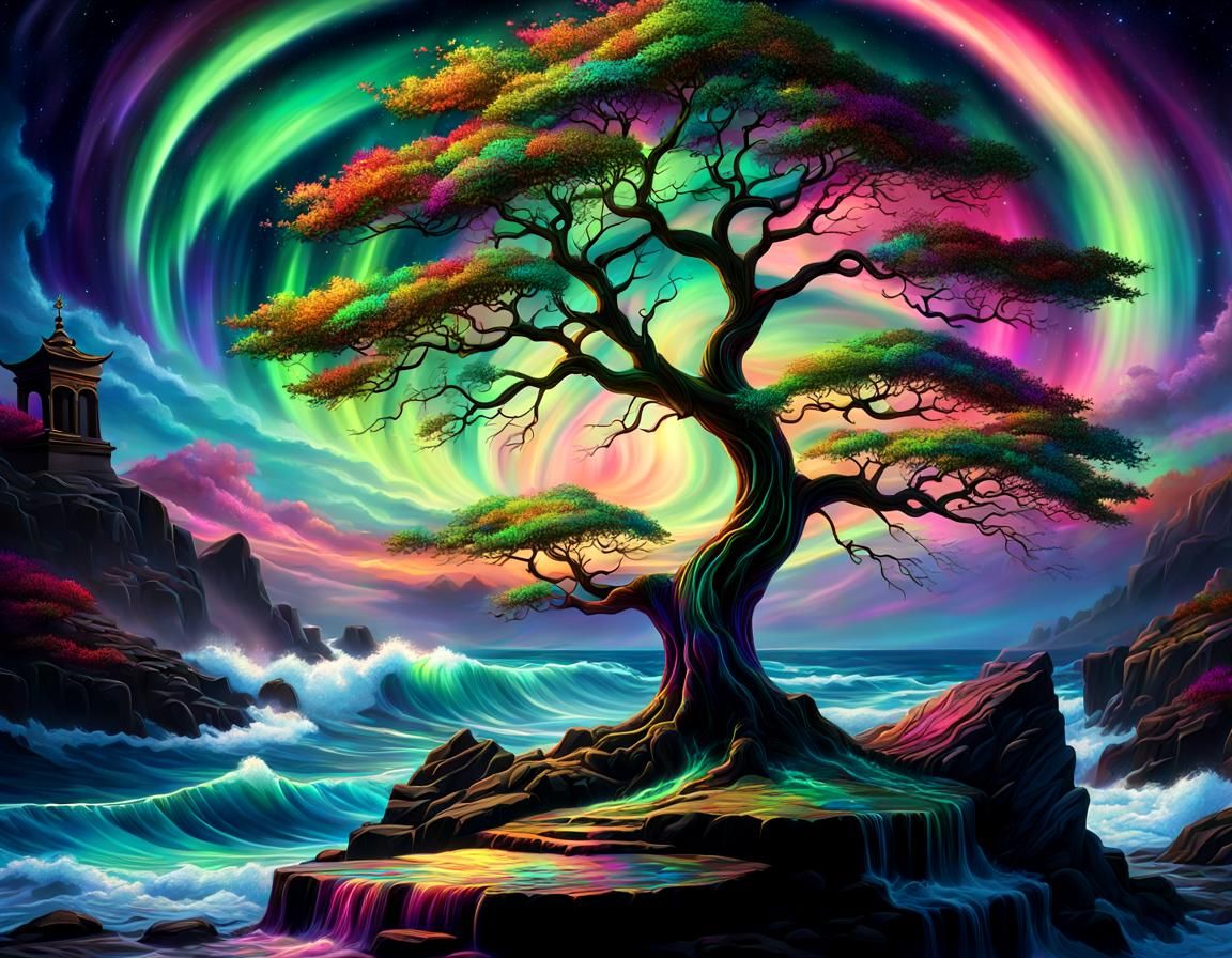 Glowing Aurora Tree  by @KBunny001