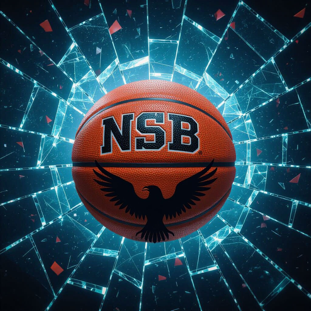 The initial nsb written over a basketball and the phrase I can and I will underneath. 4k in the background glass breaking