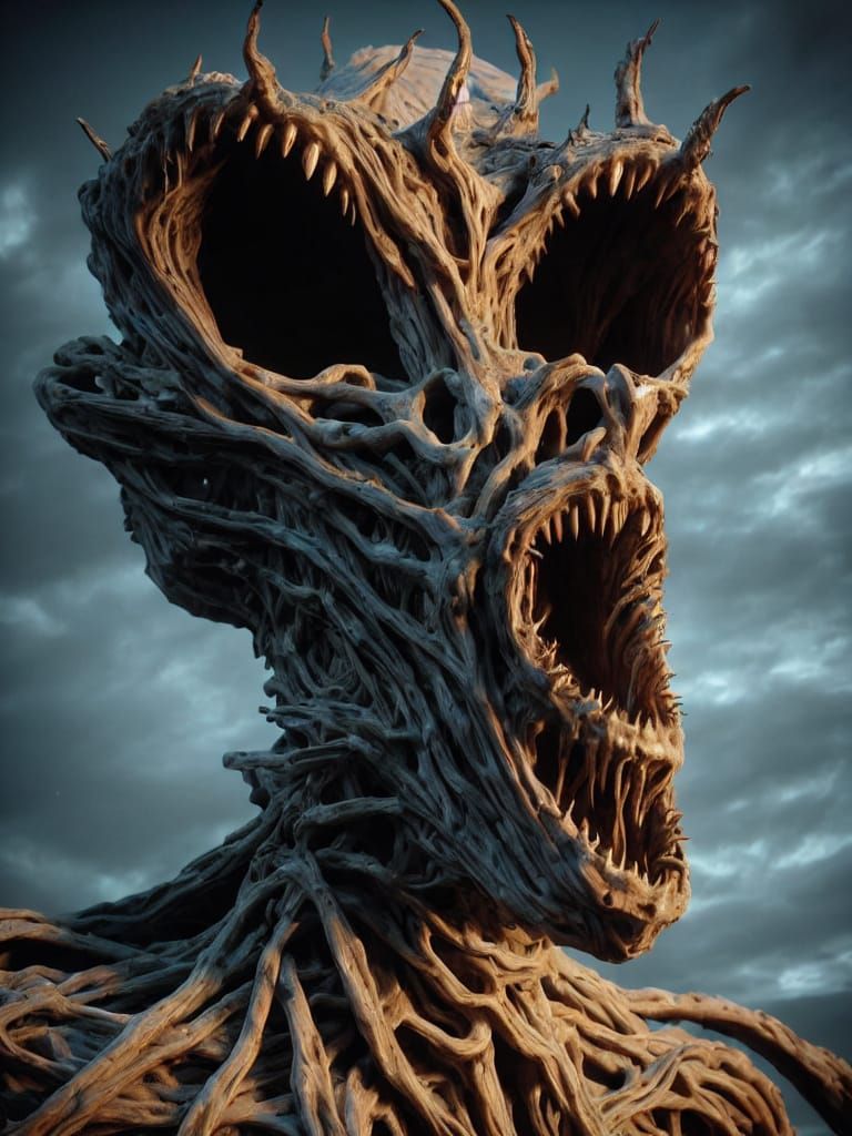 Gargantuan Twisted Sand Entity Awakens in Arid Desert Landsc...