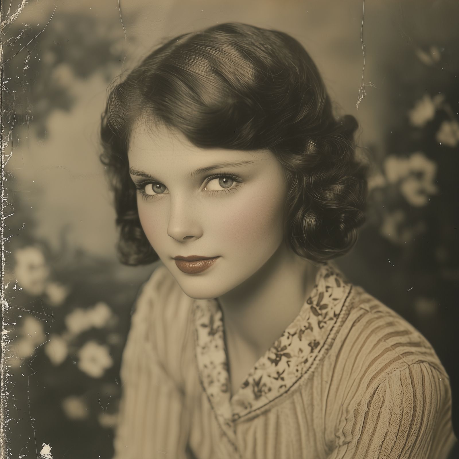 Vintage Coquettish Woman Portrait