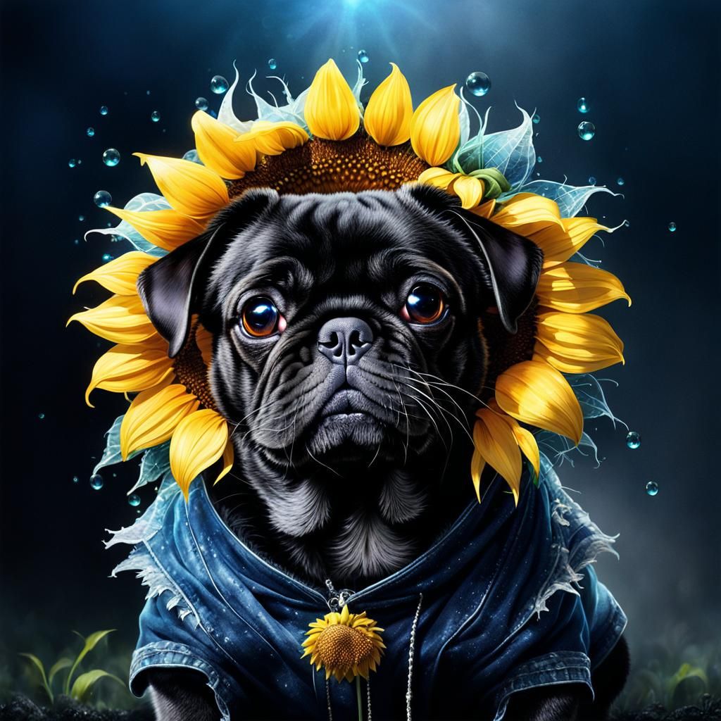 Cute flower pug
