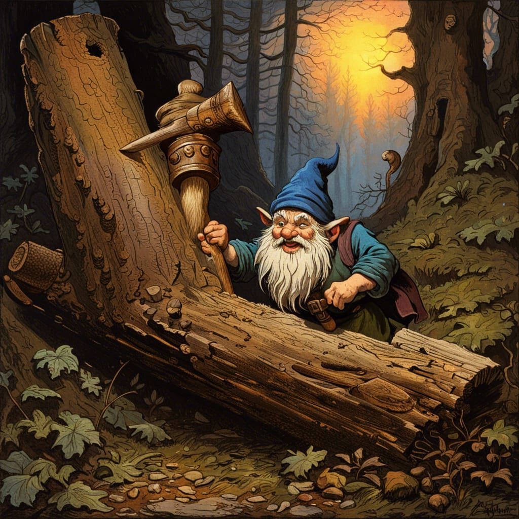 A gnome in the forest