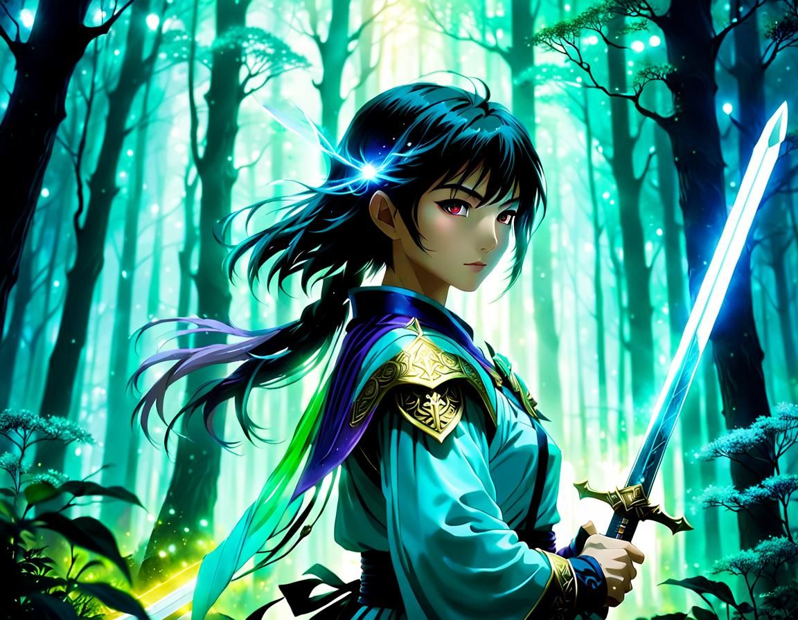 A Psychic Swordmaster in the style of Yoshitake Amano