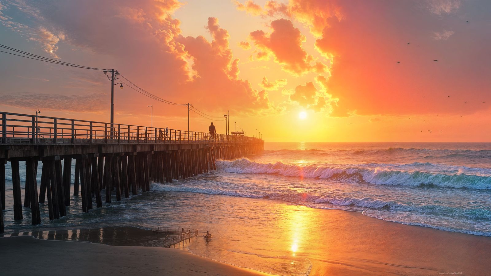 Beautiful sunrise over ocean pier  by @dionthorn