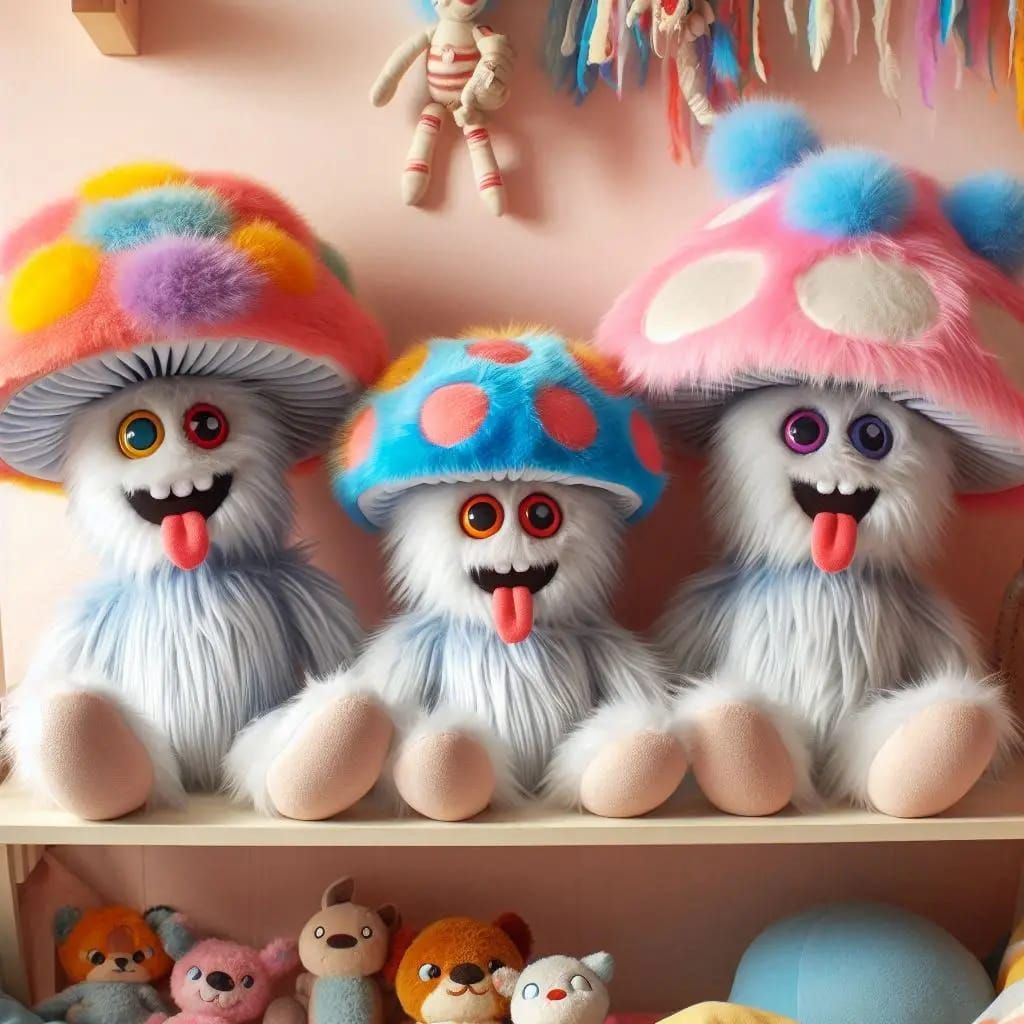 Crazy mushroom plushies