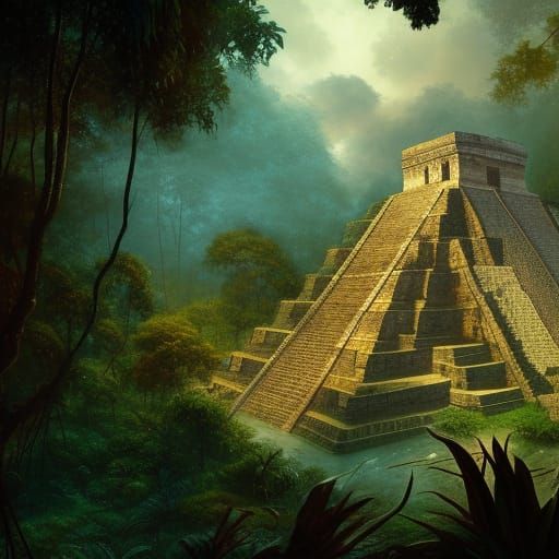 Mayan temple in the jungle - AI Generated Artwork - NightCafe Creator