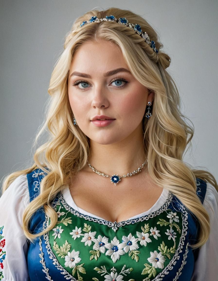 Norwegian Woman in Traditional Bunad Portrait