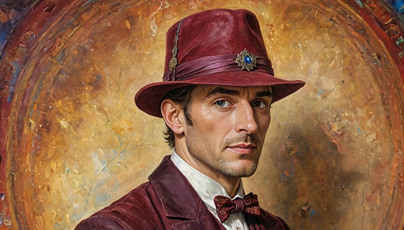 A man in a burgundy suit and hat would stand out in a crowd!